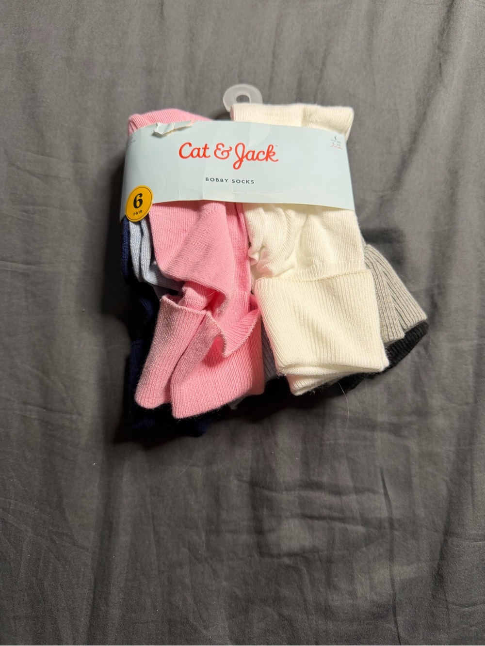 Cat & Jack 6-Pack Crew Socks in Pink, White, Navy, Gray